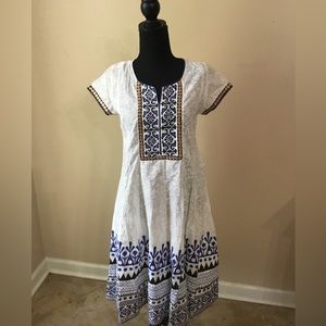 Trishaa Women’s Blue White Gold Embroidered Indian Ethnic Dress Size S NWT